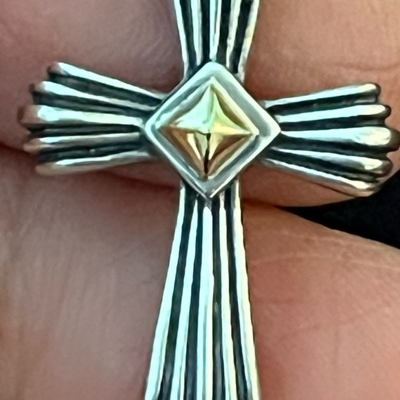 RARE LAGOS Sterling Silver 18k yellow gold Cross Pendant - Picture 5 of 13